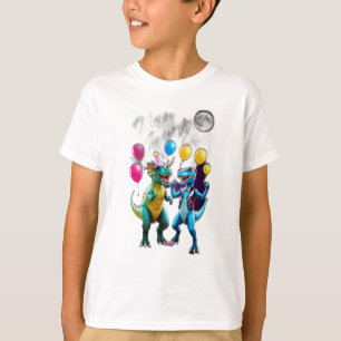 Zwei Dinosaurier tanzen so, als wären sie in einem T-Shirt
