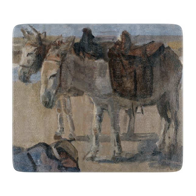 Zwei Donkeys (von Isaac Israels) Schneidebrett (Vorderseite)