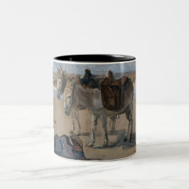 Zwei Donkeys (von Isaac Israels) Zweifarbige Tasse