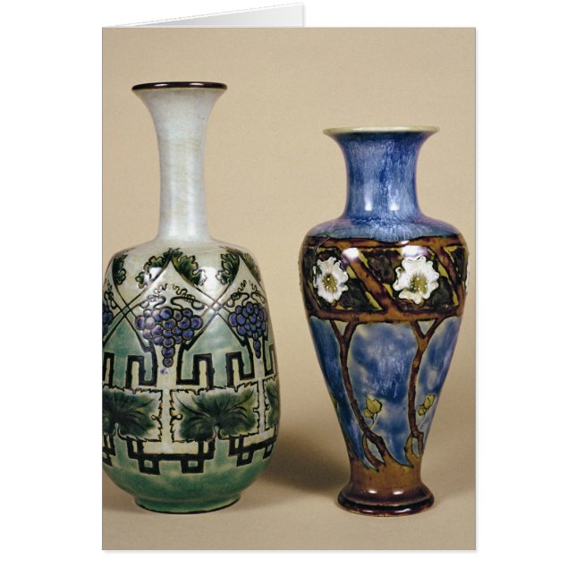 Zwei Doulton Vasen durch Eliza Simmance, c.1880 (Vorne)