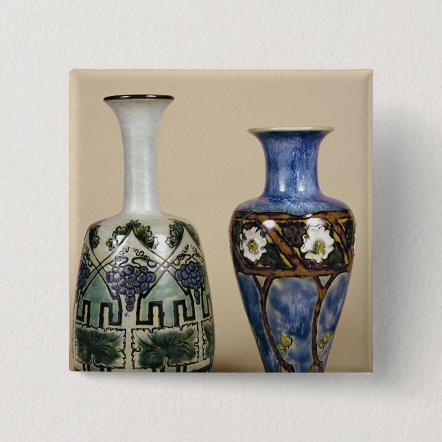 Zwei Doulton Vasen durch Eliza Simmance, c.1880 Button (Vorderseite)