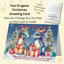 Zwei Drachen wünschen Ihnen frohe Weihnachten Karte