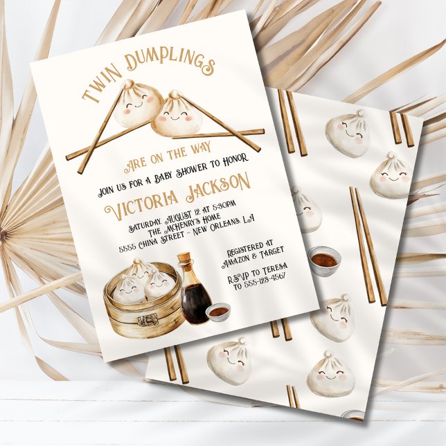 Zwei Dumplings Dim Sum Gender Neutral Baby Dusche Einladung (Von Creator hochgeladen)