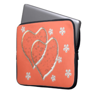 zwei durchsichtige Herzen, romantische Hochzeit Laptopschutzhülle