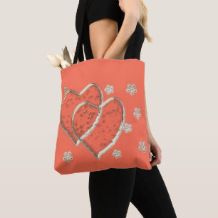 zwei durchsichtige Herzen, romantische Hochzeit Tasche