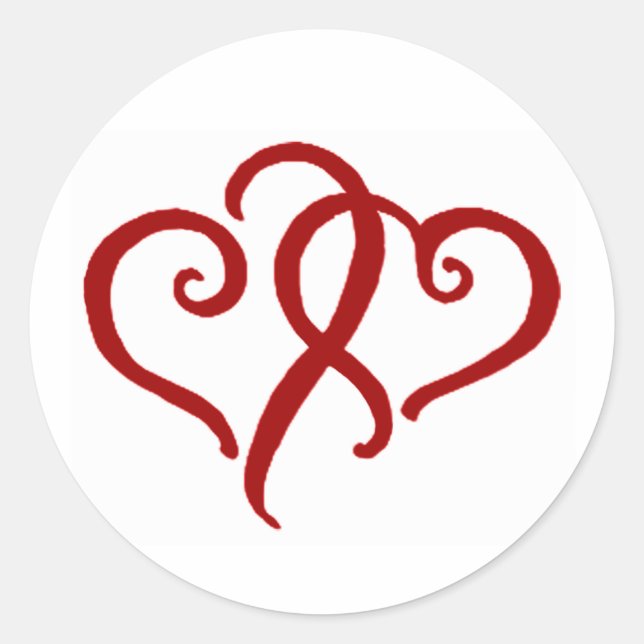 Zwei einfache rote Herzen Runder Aufkleber (Vorderseite)