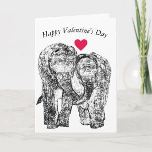 Zwei Elefanten, die die Valentinenkarte des Trunks Feiertagskarte