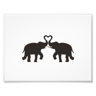 Zwei Elefanten-Liebe-Silhouetten Fotodruck