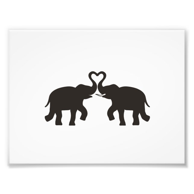 Zwei Elefanten-Liebe-Silhouetten Fotodruck (Vorne)