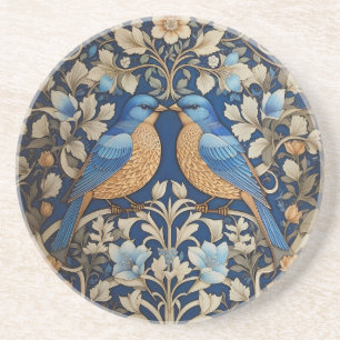 Zwei elegante blaue Vögel, inspiriert von William Getränkeuntersetzer