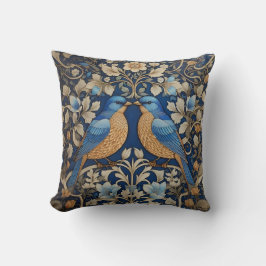 Zwei elegante Blue Birds William Morris Inspiriert Kissen