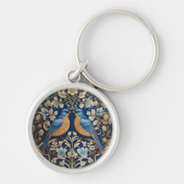 Zwei elegante Blue Birds William Morris Inspiriert Schlüsselanhänger