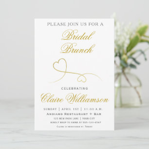 Zwei elegante Goldherzen   Einladung von Bridal Br
