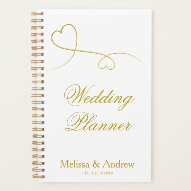 Zwei elegante Goldherzen | Hochzeit Planer (Vorderseite)