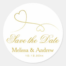 Zwei elegante Goldherzen | Hochzeit "Save the Date