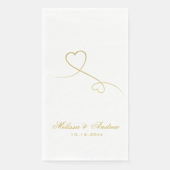 Zwei elegante Goldherzen | Personalisierte Hochzei Serviette (Vorderseite)