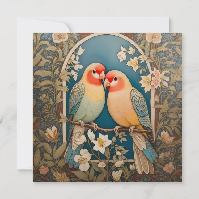 Zwei elegante Lovebirds Vintag (Vorderseite)