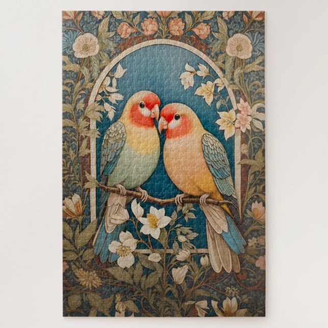 Zwei elegante Lovebirds Vintag (Vertikal)