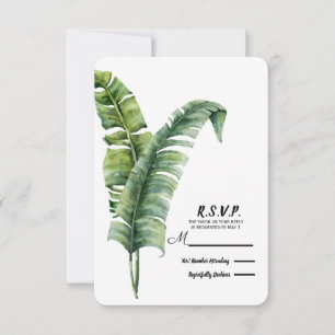 Zwei elegante Palm Blätter Tropical Wedding RSVP Karte