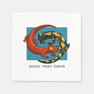 Zwei engagierte lächelnde Salamander Friends Carto Serviette