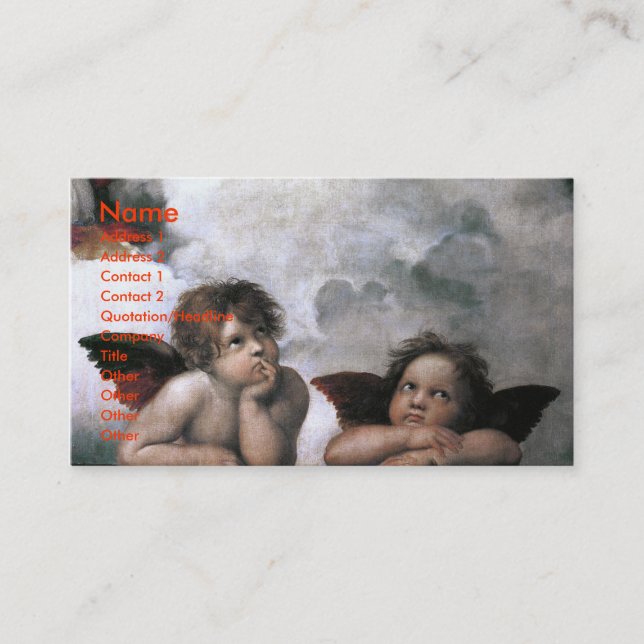 Zwei Engel, Raphael Vintage Kunst Visitenkarte (Vorderseite)