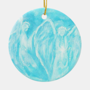Zwei Engels-Schwester-Freund-Weihnachtsverzierung Keramikornament