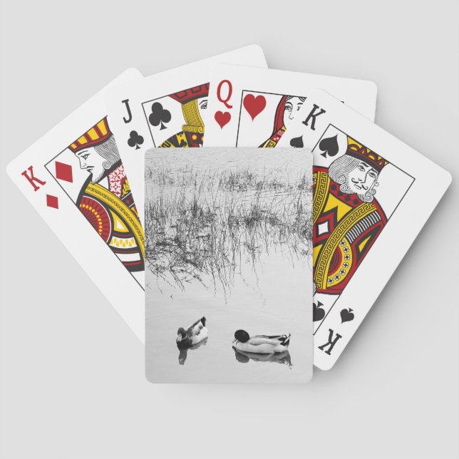 Zwei Enten in Schwarz und Weiß Spielkarten (Rückseite)