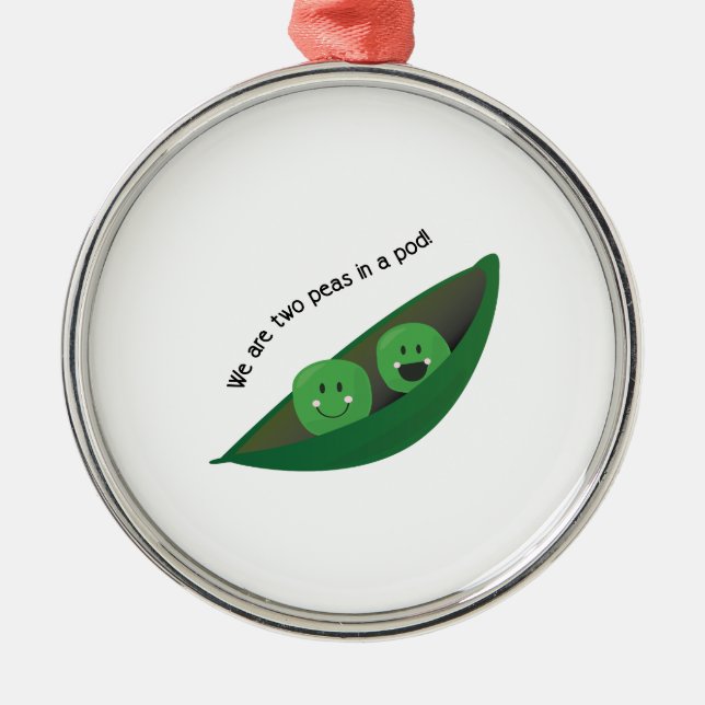 Zwei Erbsen in der Hülse Silbernes Ornament (Vorne)