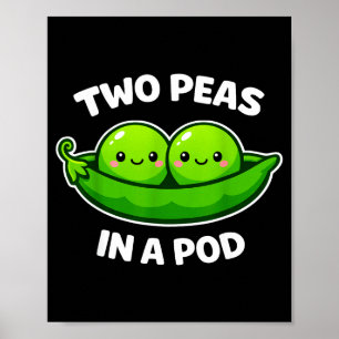 Zwei Erbsen in einem D süß kawaii lustig  Poster
