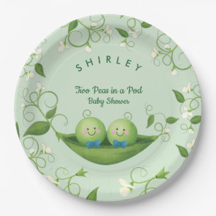 Zwei Erbsen in einem Pod Baby Boy Twins Dusche Pappteller