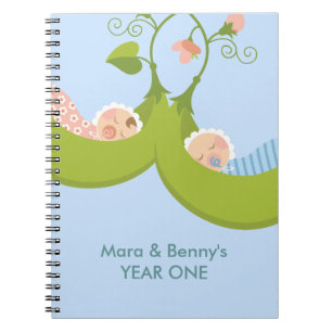 Zwei Erbsen in einem Pod Boy Girl Twins-Notebook Notizblock