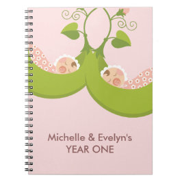 Zwei Erbsen in einem Pod Girl Twins-Notebook Notizblock