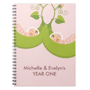 Zwei Erbsen in einem Pod Girl Twins-Notebook Notizblock