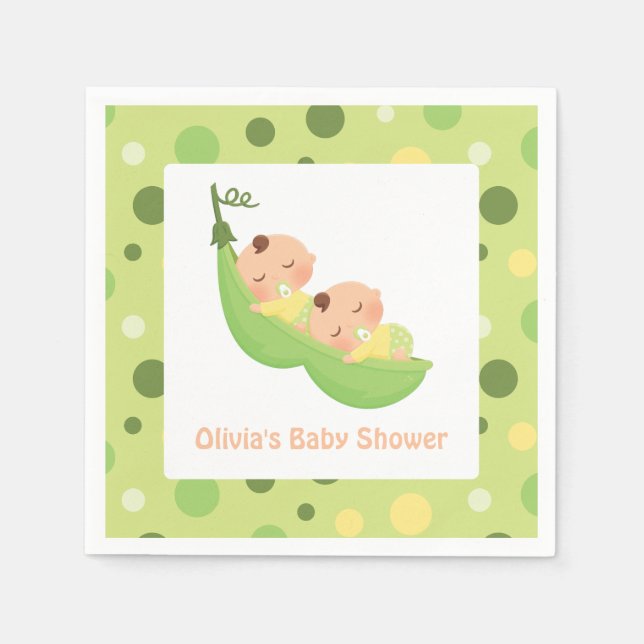 Zwei Erbsen in einem Pod Niedlich Twins Baby Dusch Serviette (Vorderseite)