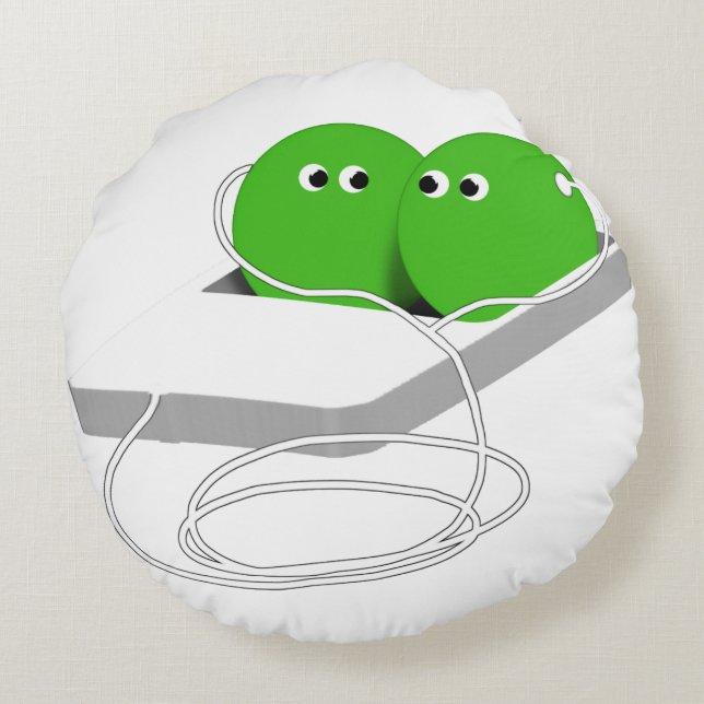 Zwei Erbsen in einem Pod Rundes Kissen (Rückseite)