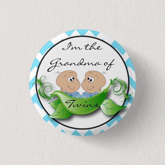 Zwei Erbsen in einem Pod Twin Baby Boy Showthema Button (Vorderseite)