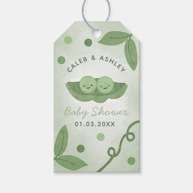 Zwei Erbsen in einem Pod Twin Boy Baby Dusche Gefa Geschenkanhänger (Vorderseite)