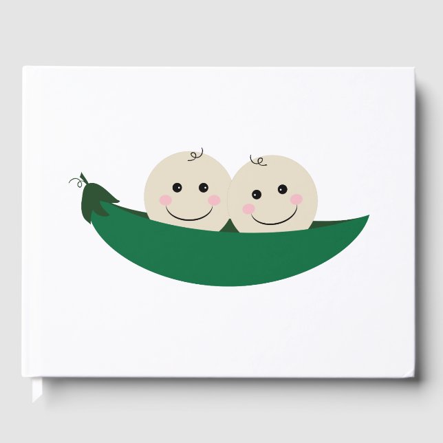 Zwei Erbsen in einem Pod-Twins-Baby Gästebuch (Vorderseite)