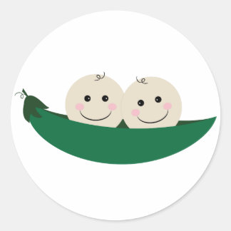 Zwei Erbsen in einem Pod-Twins-Baby Runder Aufkleber
