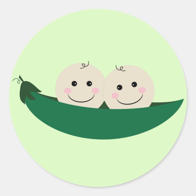 Zwei Erbsen in einem Pod-Twins-Baby Runder Aufkleber (Vorderseite)