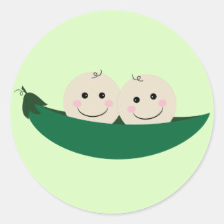 Zwei Erbsen in einem Pod-Twins-Baby Runder Aufkleber