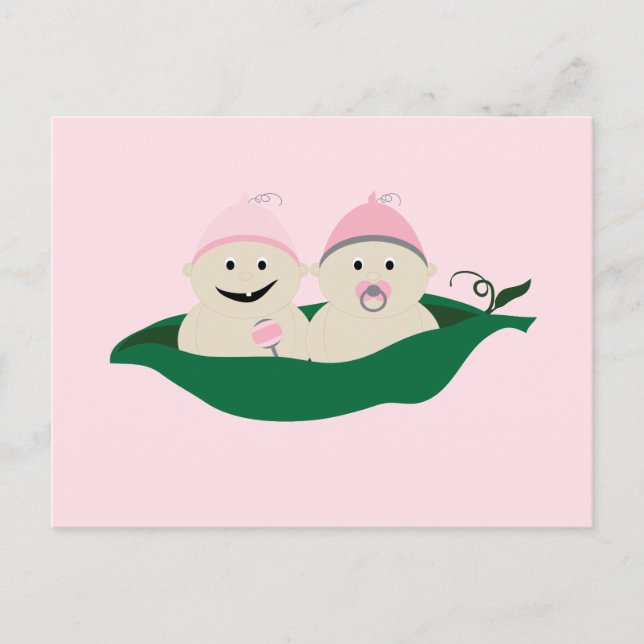 Zwei Erbsen in einem Pod-Twins-Kindermädchen Postkarte (Vorderseite)