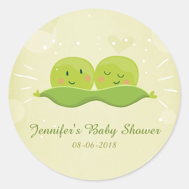 Zwei Erbsen in einem Podaufkleber Twin Baby Dusche Runder Aufkleber (Vorderseite)