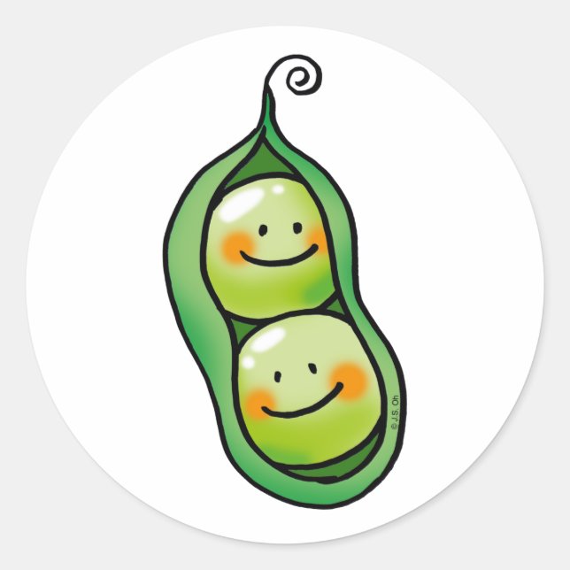 Zwei Erbsen in einer Hülle, zwei Babyduschen Runder Aufkleber (Vorderseite)