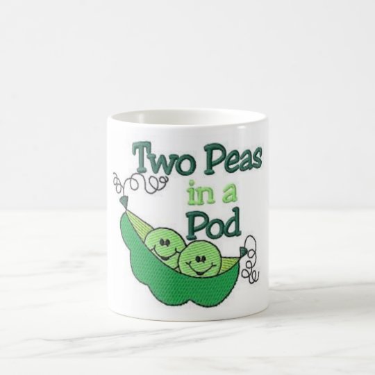 Zwei Erbsen in einer Hülse Kaffeetasse