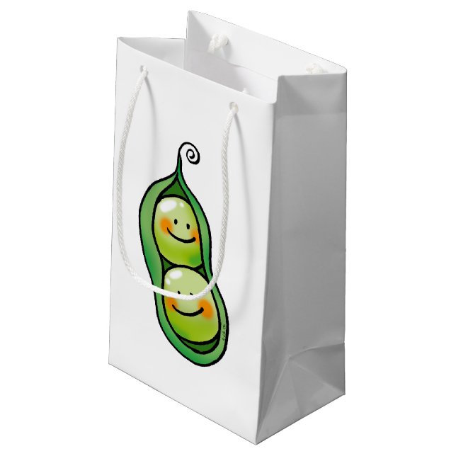 Zwei Erbsen in einer Hülse Kleine Geschenktüte (Rückseite Schrägansicht)