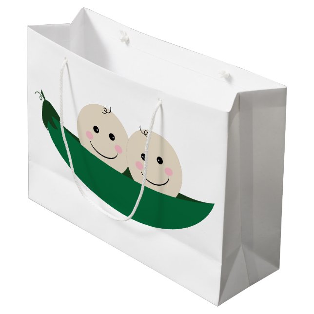 Zwei Erbsen in einer Hülse paart Baby Große Geschenktüte (Vorderseite Schrägansicht)