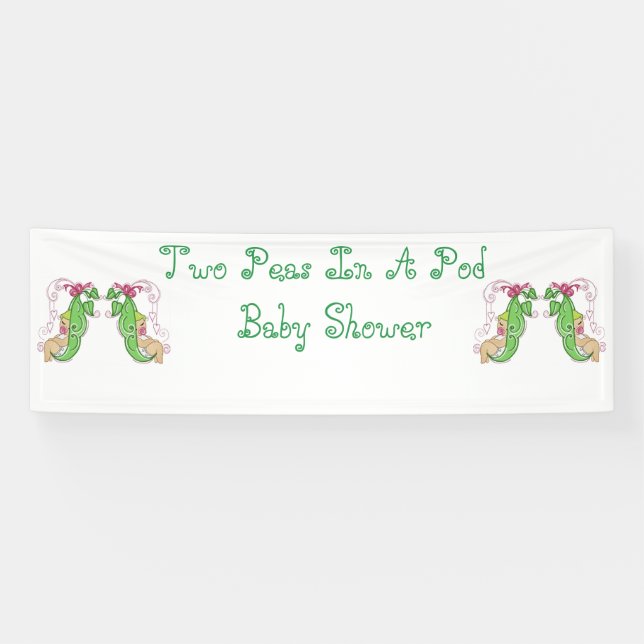 Zwei Erbsen in einer Hülse paart Babyparty-Fahne Banner (Horizontal)