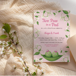 Zwei Erbsen in einer Pod Baby Girl Dusche Twin Ein Einladung