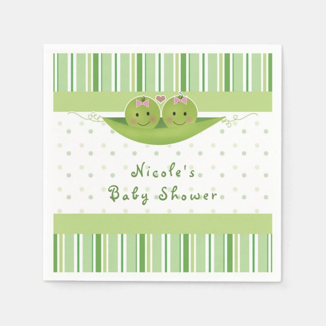 Zwei Erbsen in einer Pod Twin Girls Baby Dusche Serviette (Vorderseite)